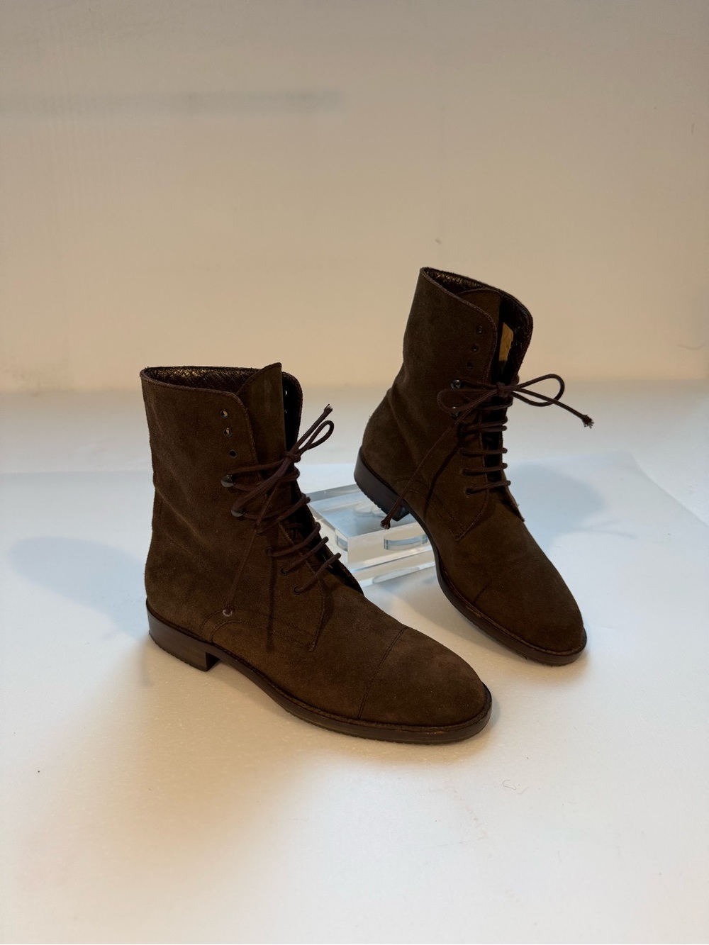 J.Crew Women’s 6.5 B Made in Italy Brown Suede Lace Up Combat Boots Leather